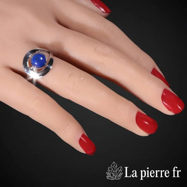 Bague en pierre de Lapis Lazuli « Résonant » - Bijoux lithothérapie en argent rhodié pour femme