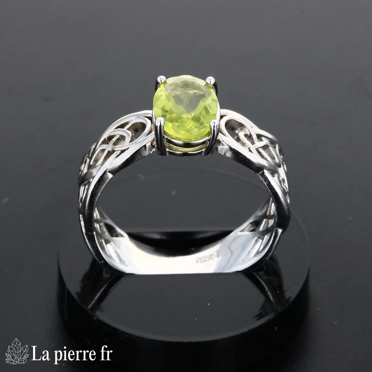 Bague en Péridot "Astralis" - Bijoux lithothérapie en argent rhodié pour femme