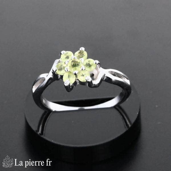 Bague en Péridot "Abyssale" - Bijoux lithothérapie en argent rhodié pour femme