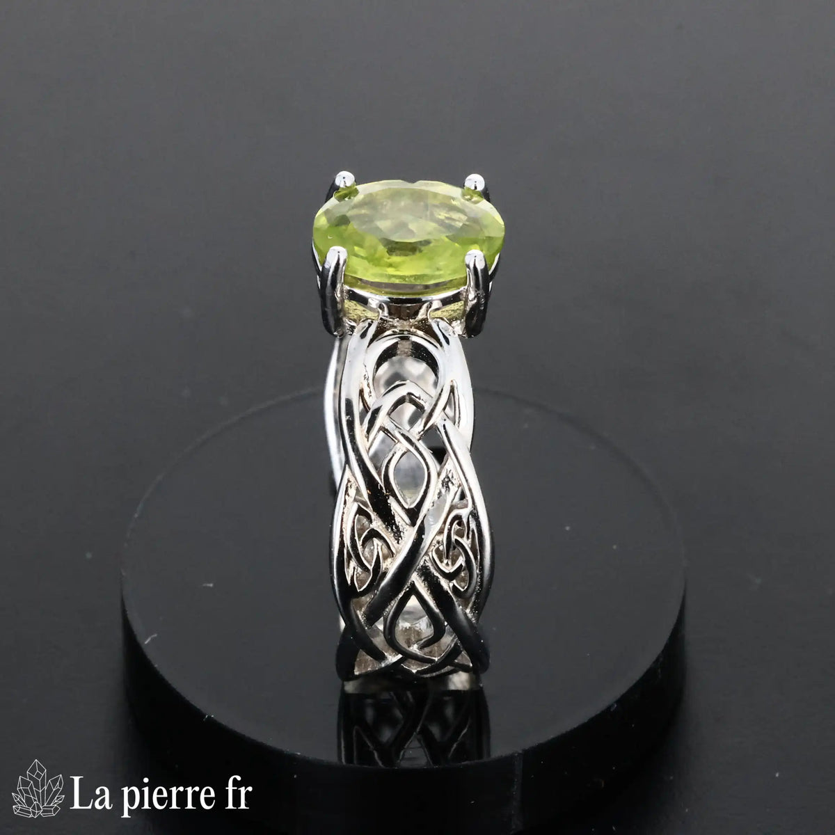 Bague en Péridot "Astralis" - Bijoux lithothérapie en argent rhodié pour femme