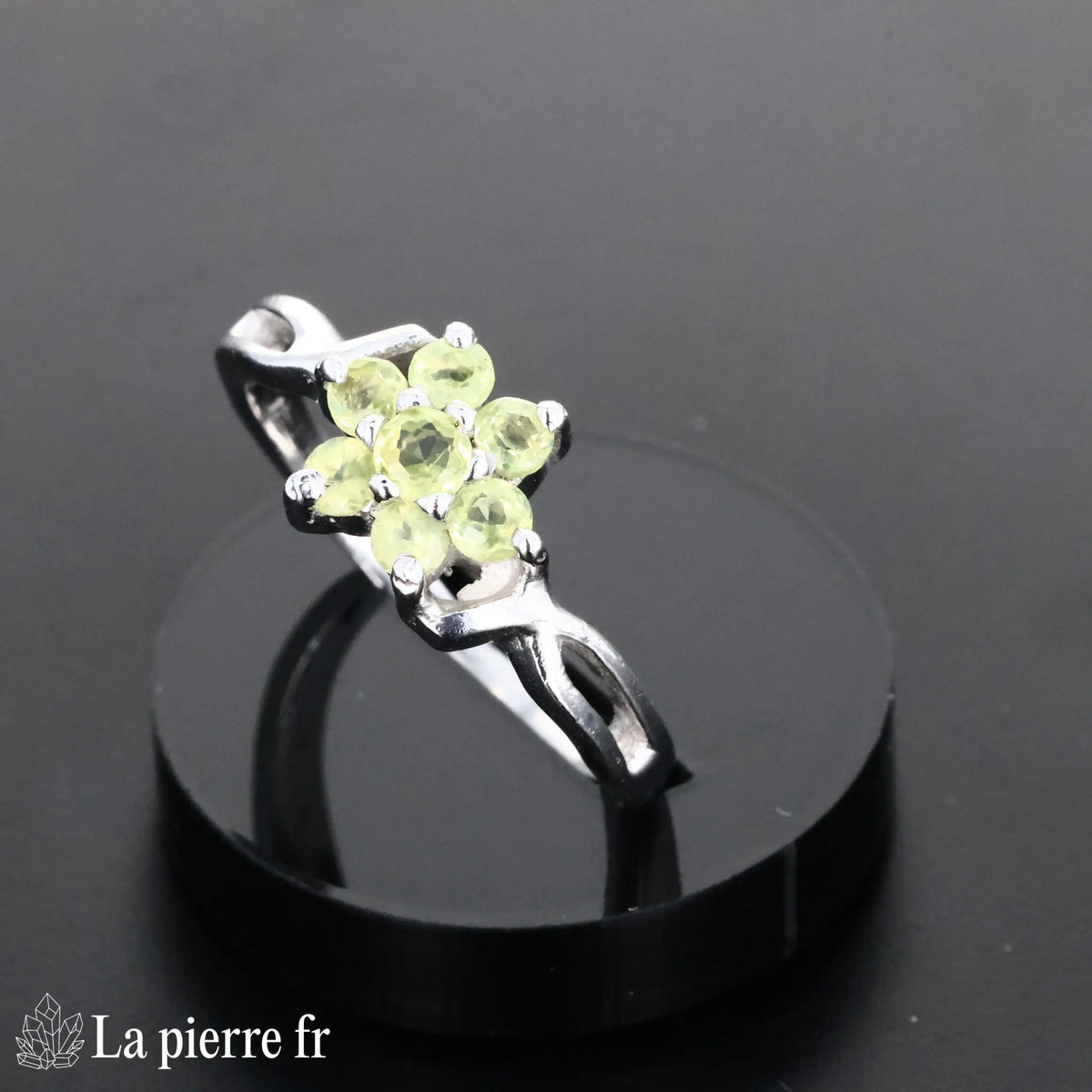 Bague en Péridot "Abyssale" - Bijoux lithothérapie en argent rhodié pour femme