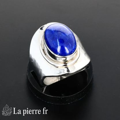 Bague en pierre de Lapis Lazuli « Félicia » - Bijoux lithothérapie en argent rhodié pour femme