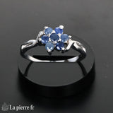 Bague en pierre de Saphir Bleu facettée 