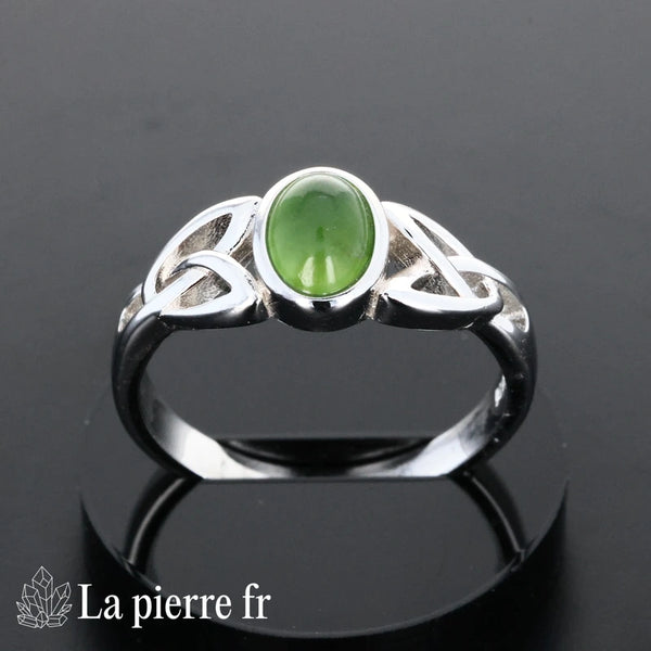 Bague jade vert véritable en argent pour femme - La Pierre Fr