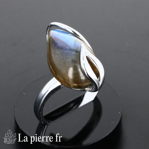 Bague labradorite véritable en argent 925 pour femme - La Pierre Fr