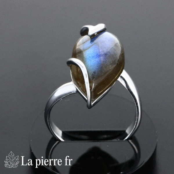 Bague labradorite véritable en argent 925 pour femme - La Pierre Fr