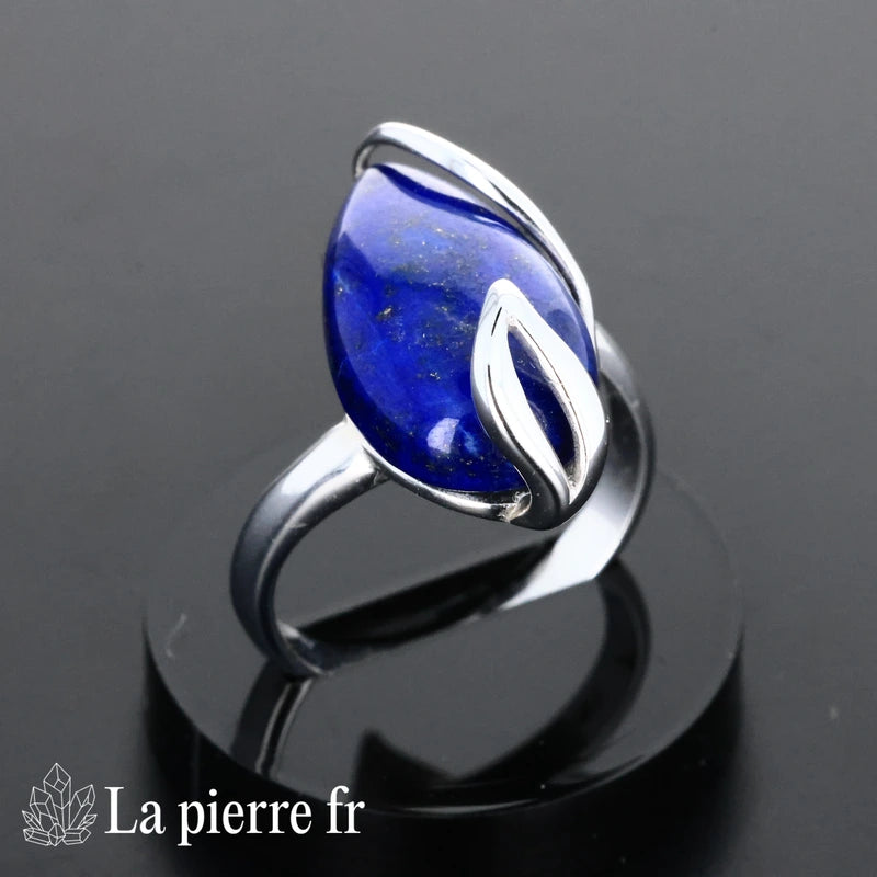 Bague Lapis Lazuli véritable en argent pour femme - La Pierre Fr