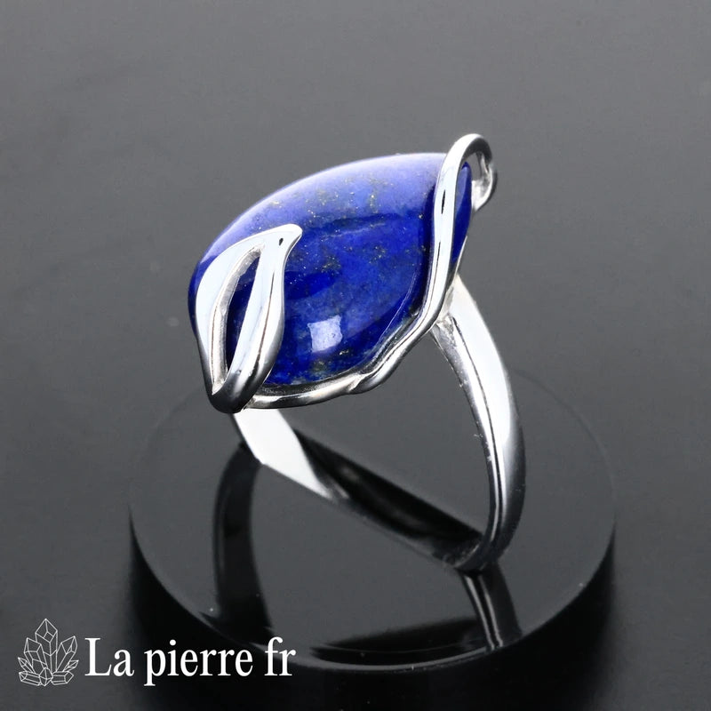 Bague Lapis Lazuli véritable en argent pour femme - La Pierre Fr