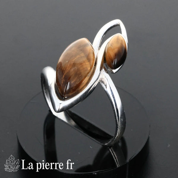 Bague œil de tigre véritable en argent pour femme - La Pierre Fr