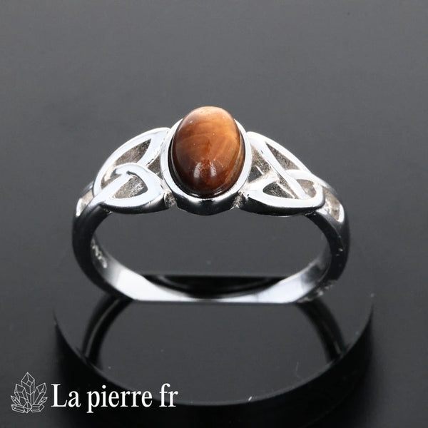 Bague Œil de Tigre véritable en argent pour femme - La Pierre Fr