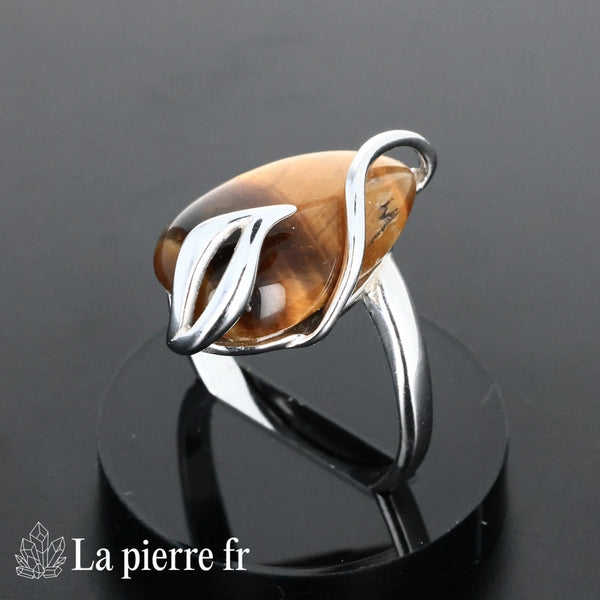 bague Oeil de Tigre véritable en argent pour femme - La Pierre Fr