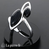 Bague Onyx noir véritable en argent pour femme - La Pierre Fr