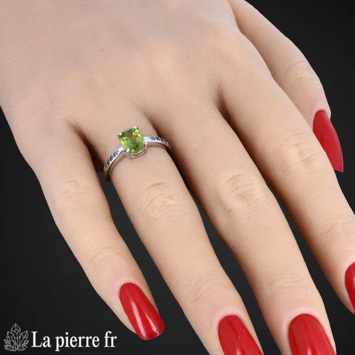 Bague en Péridot "Primordia" - Bijoux lithothérapie en argent rhodié pour femme