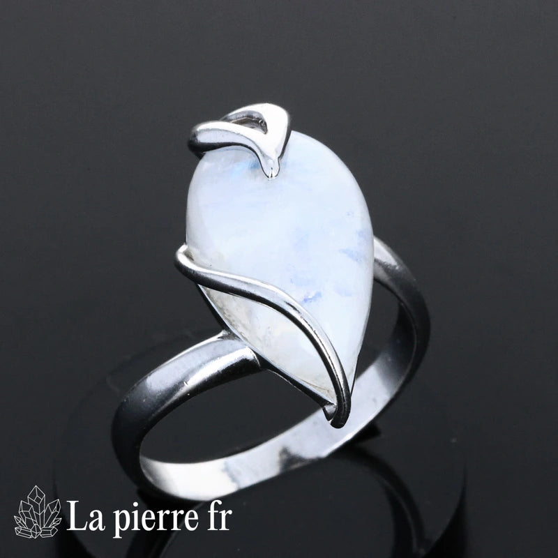 Bague Pierre de Lune véritable en argent pour femme - La Pierre Fr