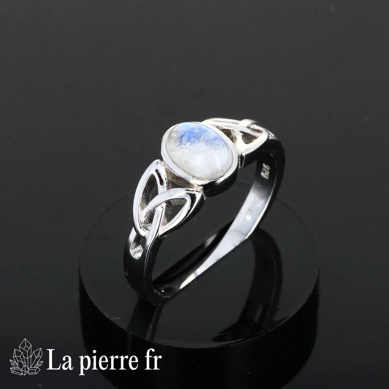 Bague Pierre de Lune véritable en argent pour femme - La Pierre Fr