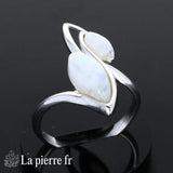 Bague Pierre de Lune véritable en argent pour femme - la pierre Fr