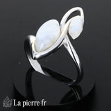 Bague Pierre de Lune véritable en argent pour femme - la pierre Fr