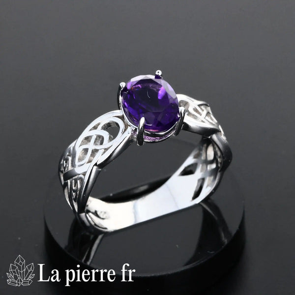 Bague en Améthyste facettée "Cosmosia" et Argent 925 pour femme et lithothérapie 