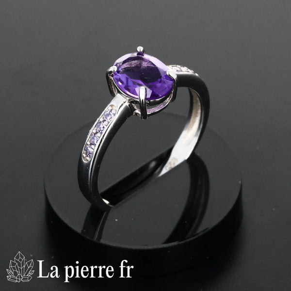 Bague en Améthyste facettée "Cygnea" et Argent 925 pour femme