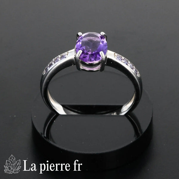 Bague en Améthyste facettée "Cygnea" et Argent 925 pour femme