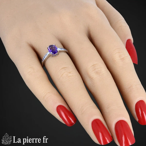 Bague en Améthyste facettée "Cygnea" et Argent 925 pour femme