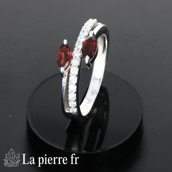 Bague en Grenat facettée "Azurielle" et Argent 925 pour femme