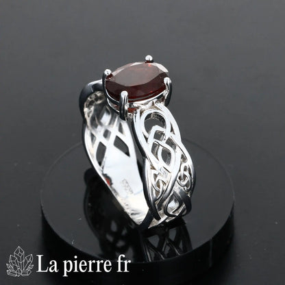 Bague en Grenat facettée &quot;Douceurin&quot; et Argent 925 pour femme