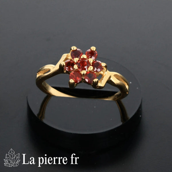 Bague en Grenat facettée "Phénixia" Plaqué or 18 carats pour femme et lithothérapie 