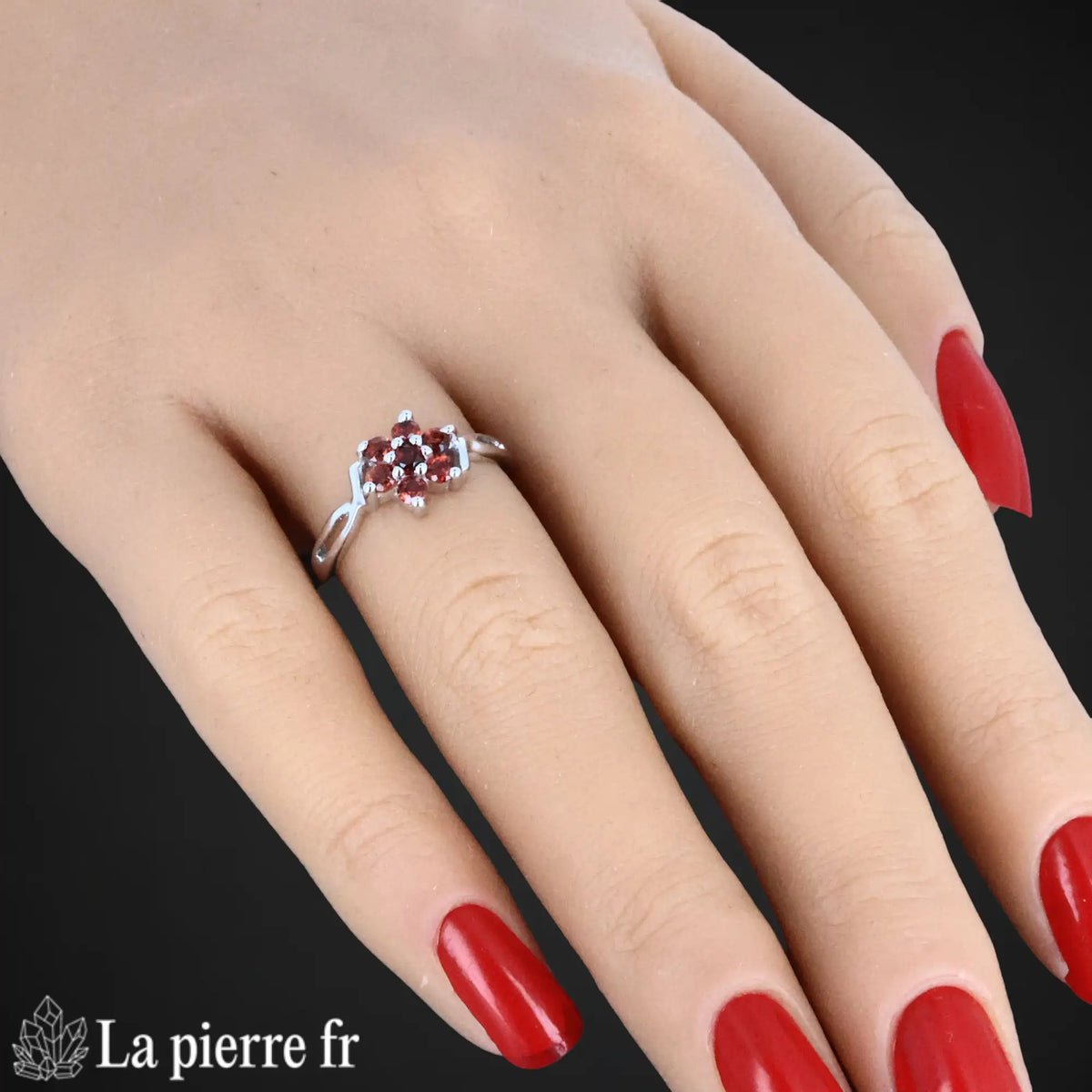 Bague en Grenat facettée "Scintillia" et Argent 925 pour femme