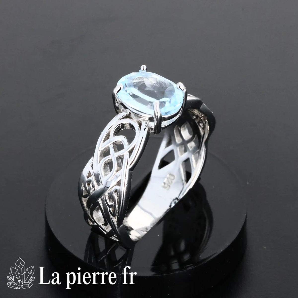 Bague en Topaze bleue facettée "Lyrique" sur argent pour femme