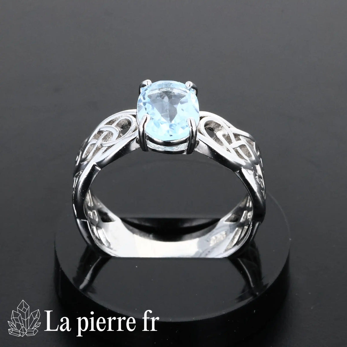 Bague en Topaze bleue facettée "Lyrique" sur argent pour femme