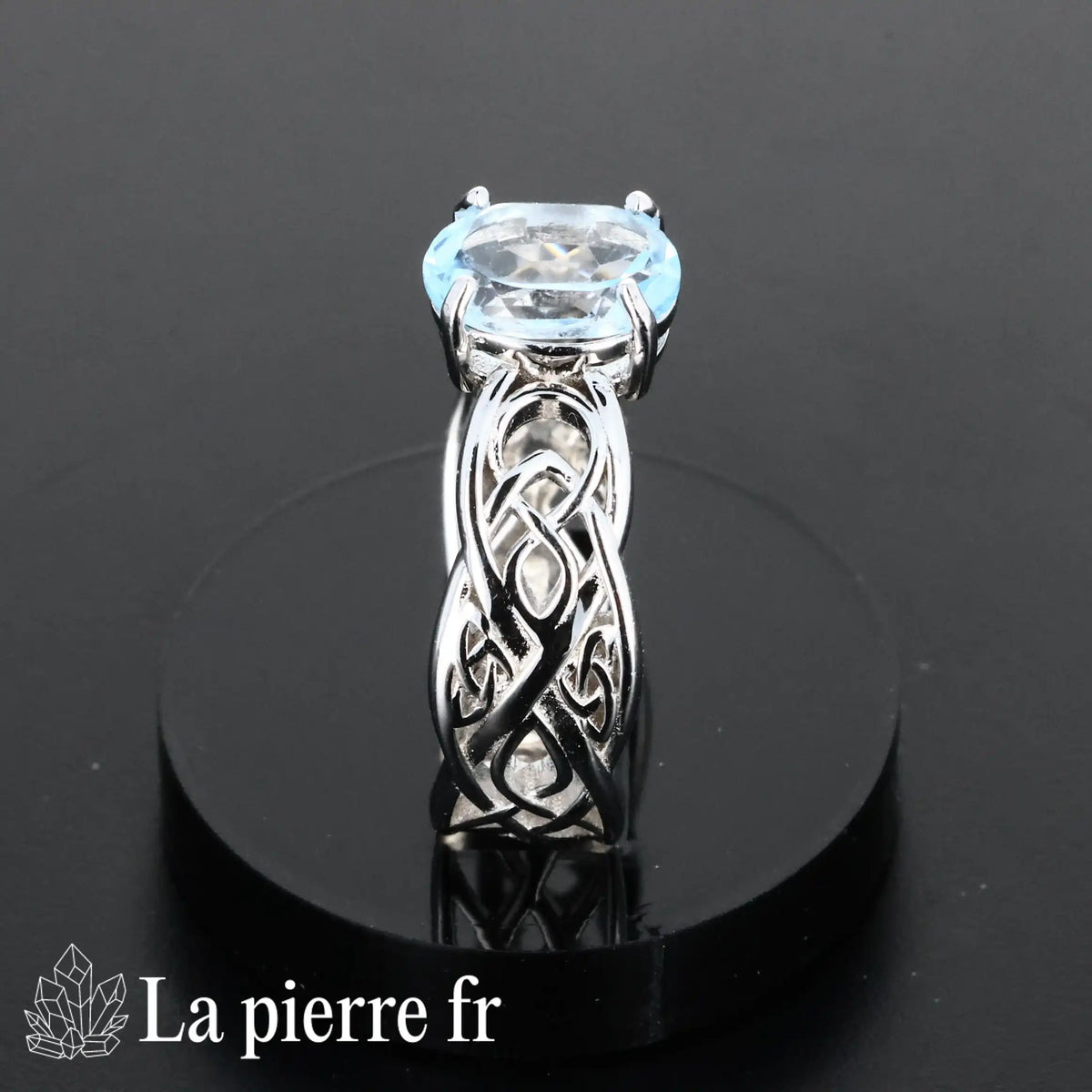 Bague en Topaze bleue facettée "Lyrique" sur argent pour femme