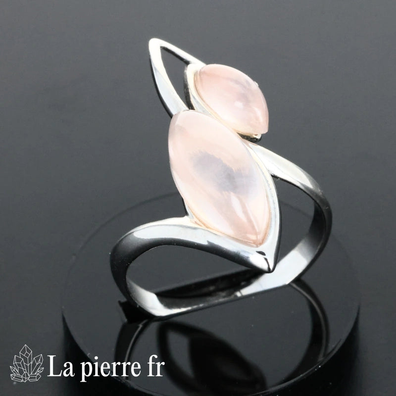 Bague Quartz rose véritable en argent pour femme - La Pierre Fr