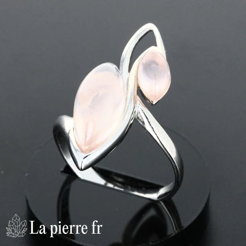 Bague Quartz rose véritable en argent pour femme - La Pierre Fr