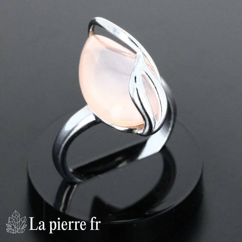 Bague Quartz Rose véritable en argent pour femme - La Pierre Fr