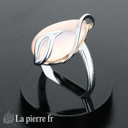 Bague Quartz Rose véritable en argent pour femme - La Pierre Fr