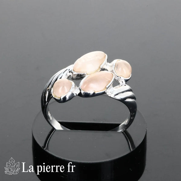 Bague Quartz Rose véritable en argent pour femme - La Pierre Fr