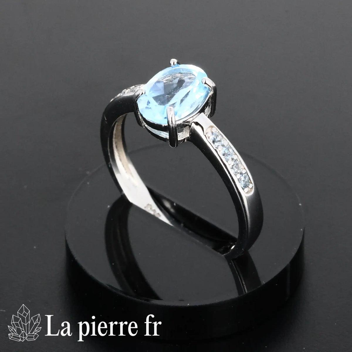 Bague en Topaze bleue facettée "Arcania" sur argent pour femme