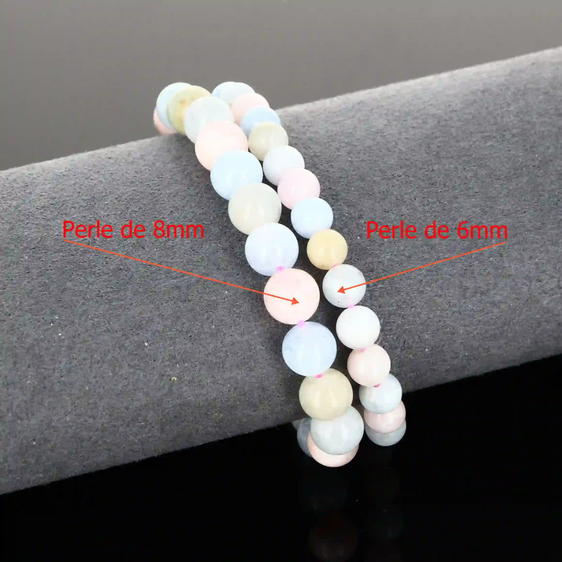 Bracelet pierre naturelle en béryl, perles rondes de 8 mm. Confiance et clarté mentale.