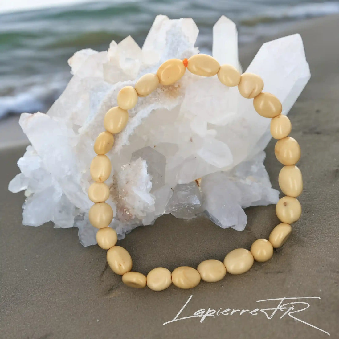 Bracelet en pierre roulée calcite orange-miel - ajustable et élégant.