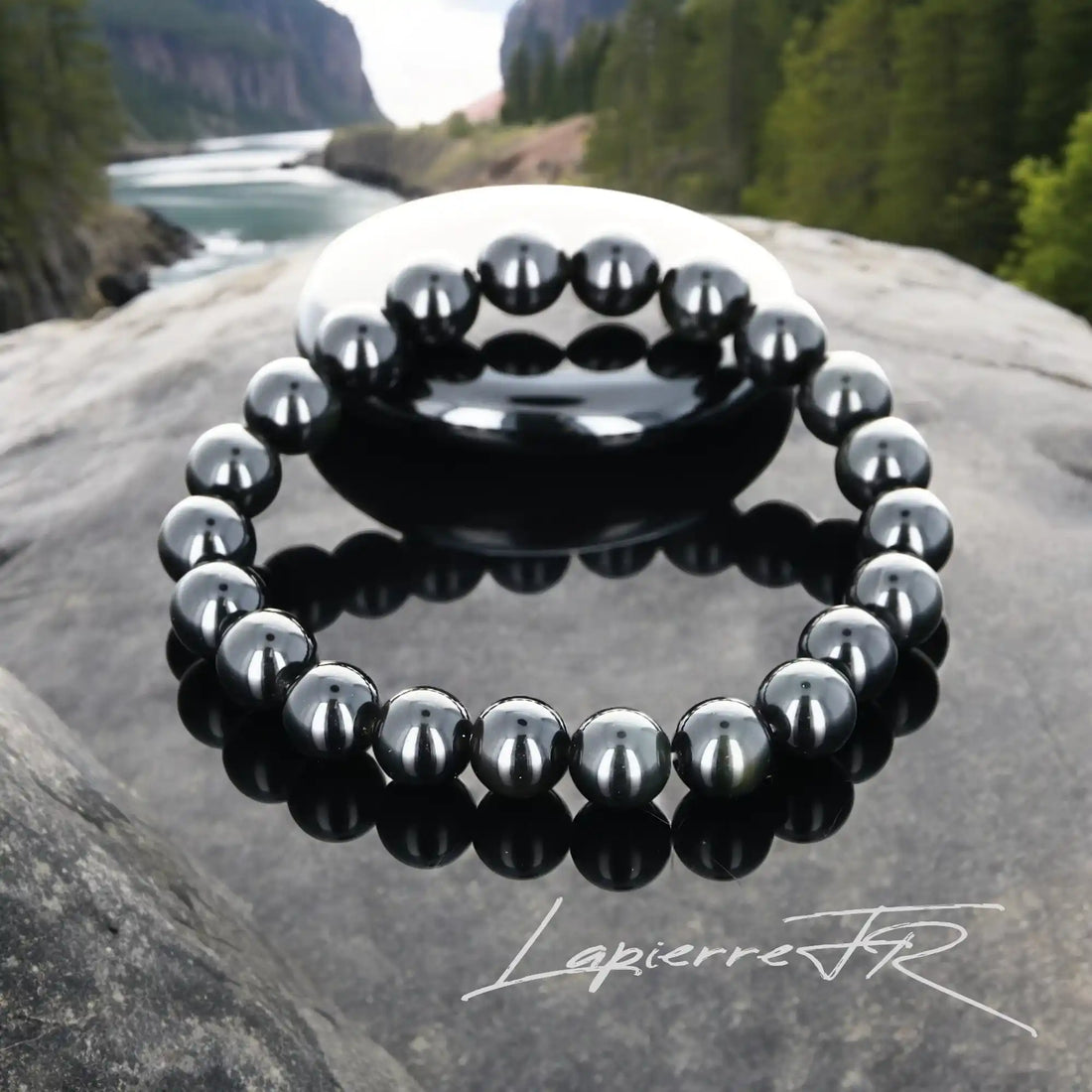 bracelet pierre naturelle en Onyx Noir - Protection et force.