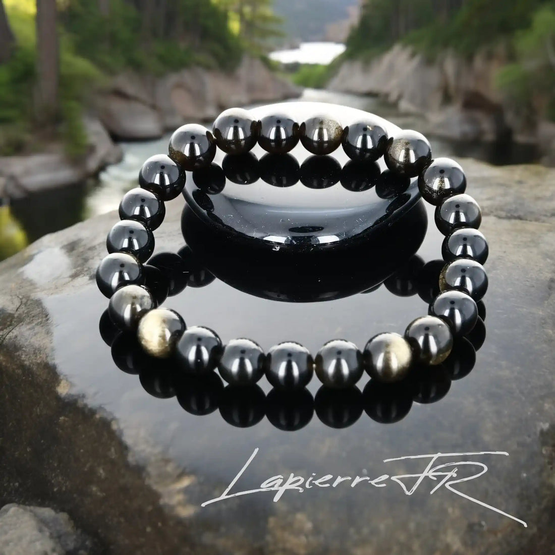 Bracelet pierre naturelle en Obsidienne Dorée : Élégant et ajustable, ce bracelet offre des bienfaits pour la méditation et la croissance intérieure.