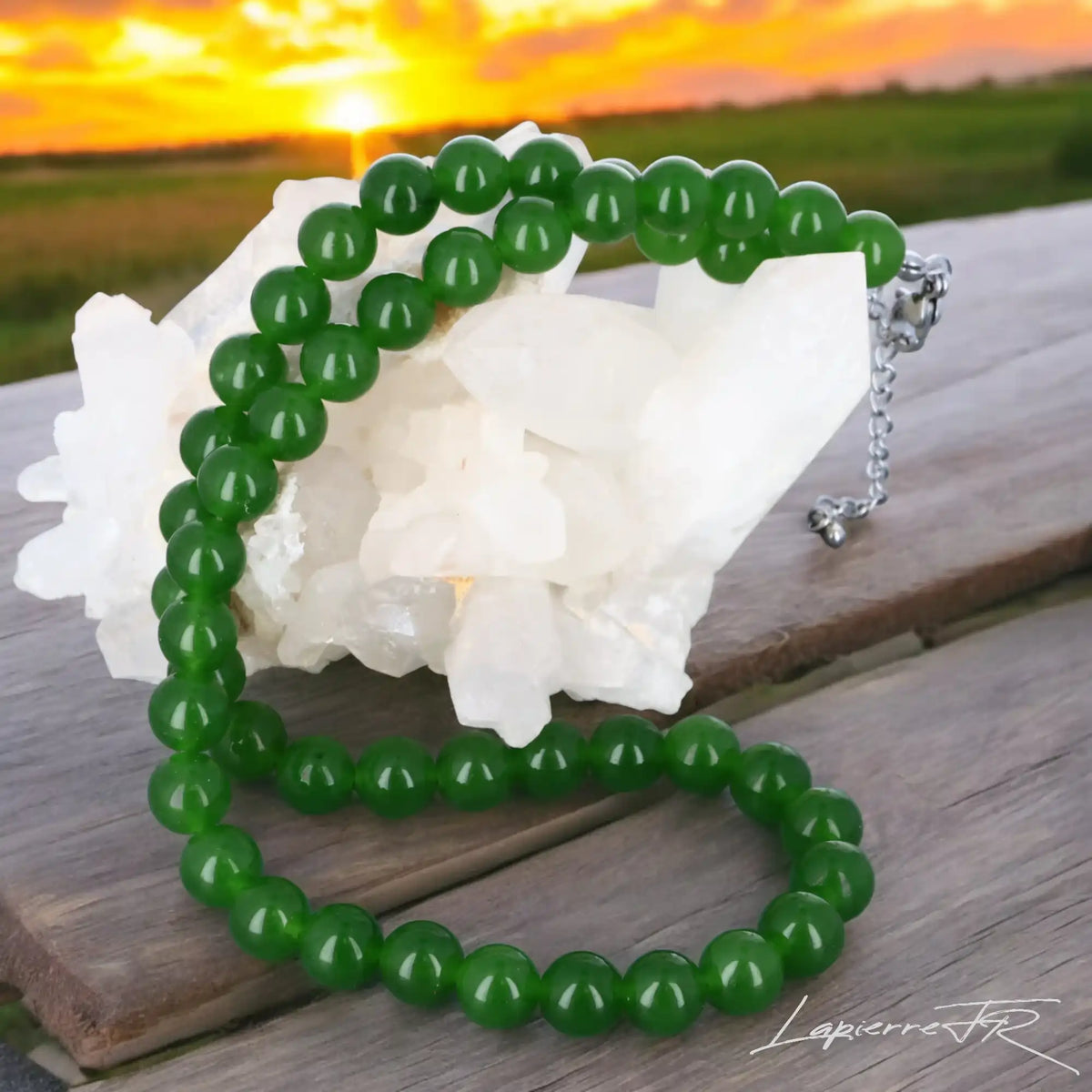 Collier en perle de pierre Jade Vert – Bijou en pierre verte naturelle