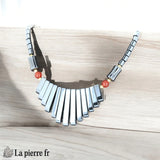 Collier Cléopâtre avec pierres d'Hématite et de Cornaline.