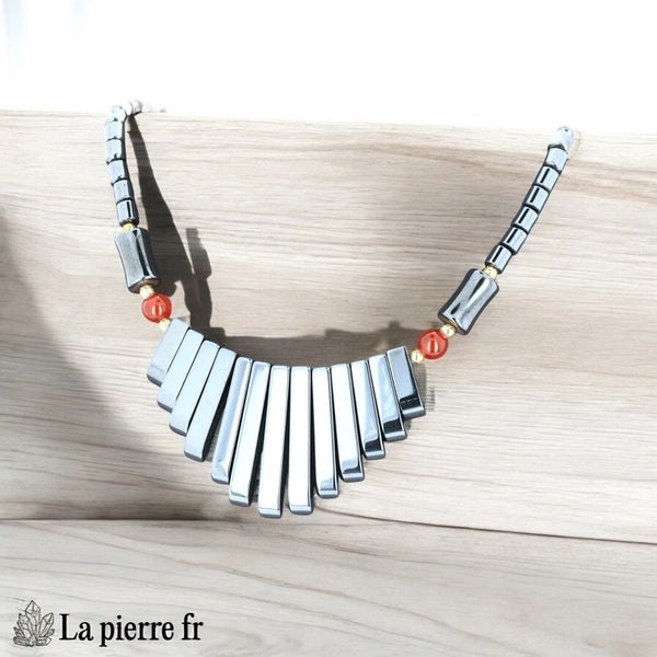 Collier Cléopâtre avec pierres d'Hématite et de Cornaline.