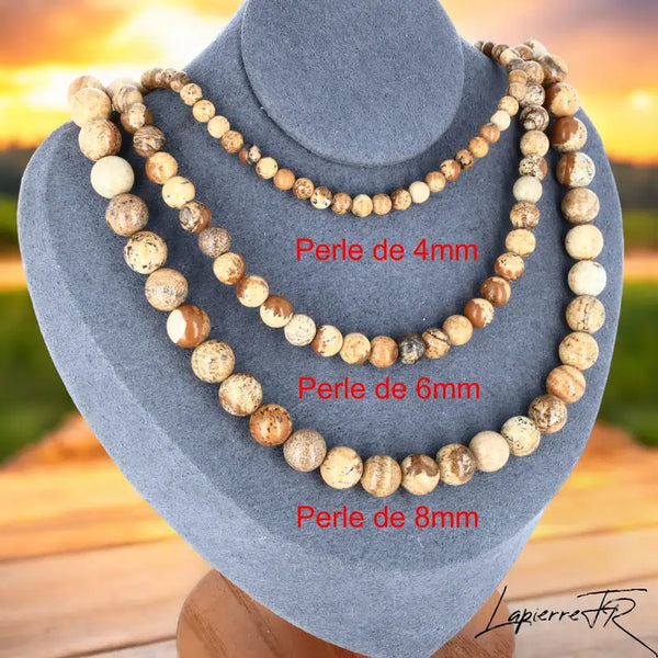 Collier en perles de jaspe paysage, bijou naturel et élégant.