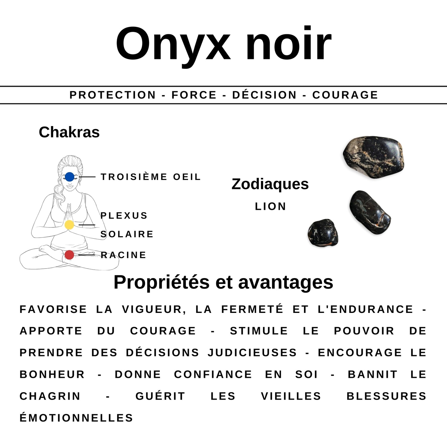 Pendentif Onyx Noir en forme de Cœur