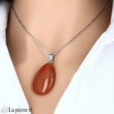 Pendentif goutte Cornaline, bijou lithothérapie, pierre naturelle vitalité