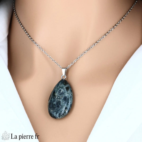 Pendentif goutte Jaspe Mabamba, lithothérapie, bijou pierre naturelle