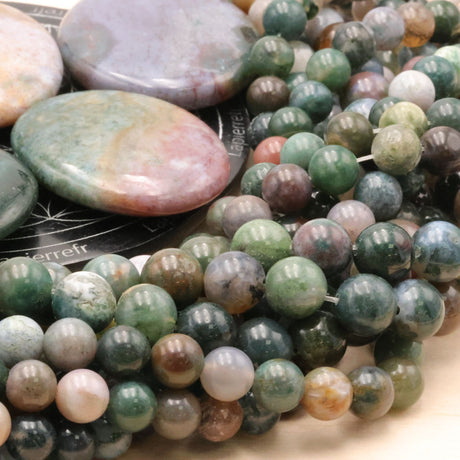 Fil de perles Agate Indienne ronde 4mm 6mm 8mm 10mm | Perle pierre naturelle ronde et lisse | Gemmes | Qualité AA+